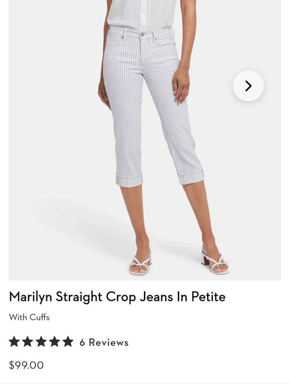 NYDJ Women's White W/Navy Pinstripes Crop Jeans Women's Sz 10 - Picture 6 of 9